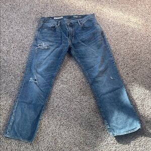 GAP Men's Distressed Blue Straight Jeans